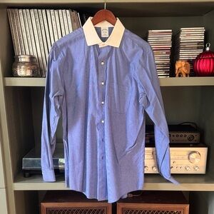 Brooks Brothers Blue Dress Shirt with White Collar